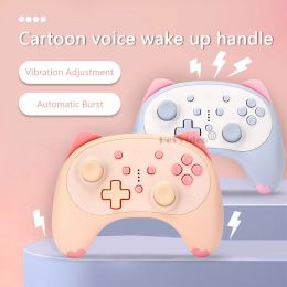 Gamepads Leuke cartoon draadloze controller voor Nintendo Switch /Lite Gamepad-joystick met Voice Wake Up Dual Motor-trillingsfunctie