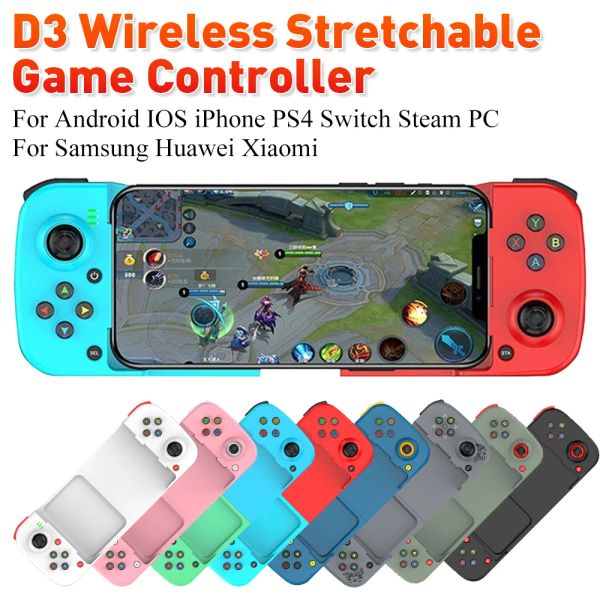 Gamepads D3 Controlador de juego inalámbrico extensible Bluetooth5.0 Controlador de gamepad de teléfono móvil para Samsung Huawei Xiaomi Android para PUBG