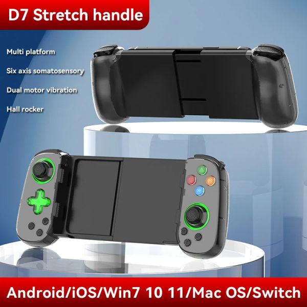 Gamepads D7 Telescópico Teléfono Móvil Gamepad Bluetooth 5.0 TypeC Controlador de Juego Inalámbrico Joystick para PUBG Android iOS para PS4 Switch PC