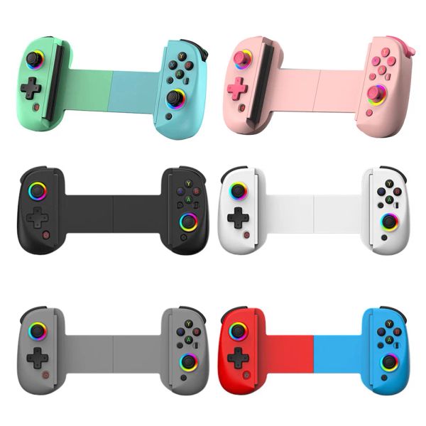 Manette de jeu télescopique D8 pour téléphone portable, avec Turbo/gyroscope 6 axes/Vibration, compatible Bluetooth 5.2, pour Android/iPhone/Switch/PS4/PC