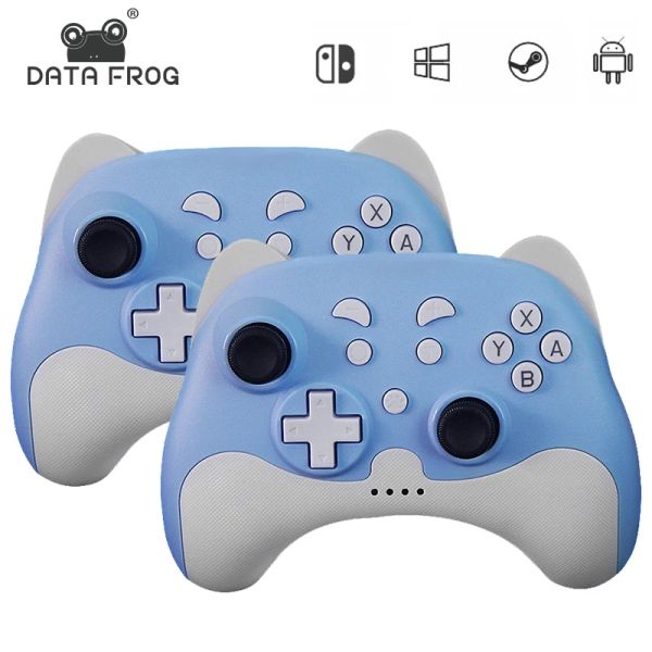 Gamepads DATA FROG Kawaii Wireless Gamepad Compatible con Nintendo Switch Console Turbo Game Controller con conector para auriculares para Switch Lite