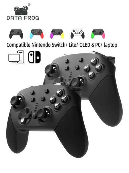 GamePads Data Frog Wireless Bluetooth Compatible GamePad compatible Nintendo Switch Pro Controller Joystick pour PC / Switch Oled