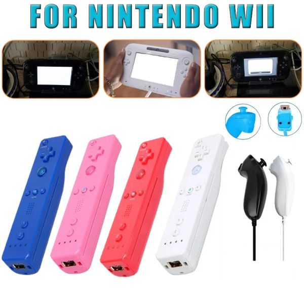 GamePads pour Nintendo Wii / Wii U Joystick 2 dans 1 Contrôleur de jeu à distance sans fil Définissez en option avec le jeu vidéo de silicone