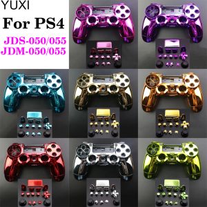 Gamepads para PS4 Pro JDS 055 050 JDM055 Mod Kit DIY reparación cubierta cromada controlador de juego carcasa completa juego de reemplazo de botones de carcasa