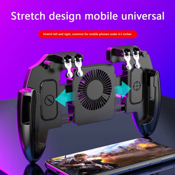 GamePads pour le contrôleur de jeu PUBG Joystick Abs Grip 6 Fingers Mobile Shooting Gaming Bouton déclenche Gamepad avec un ventilateur de refroidissement