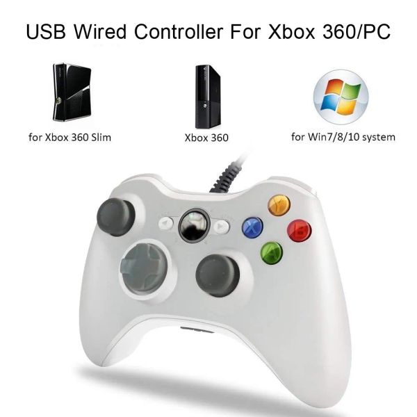 GamePads pour Xbox 360 Wired GamePad Support Win7 / 8/10 Système Controle Joystick Joypad pour Xbox360 Slim / Fat Console USB PC Game Controller