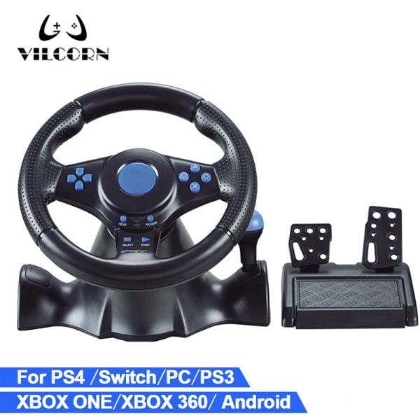 GamePads Gaming Direning Wheel PC Juego de vapor Controlador de rueda de carreras para PS4/Switch/Xbox One/Xbox 360 Vibration Pedal Acelere 180 °