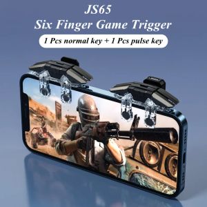 Gamepads JS65 Mobiele telefoon Gaming Trigger 6 Fingers Button Shooter Game Joysticks Gamepad voor PUBG Fire Shooting Aim Key L1R1 -controller