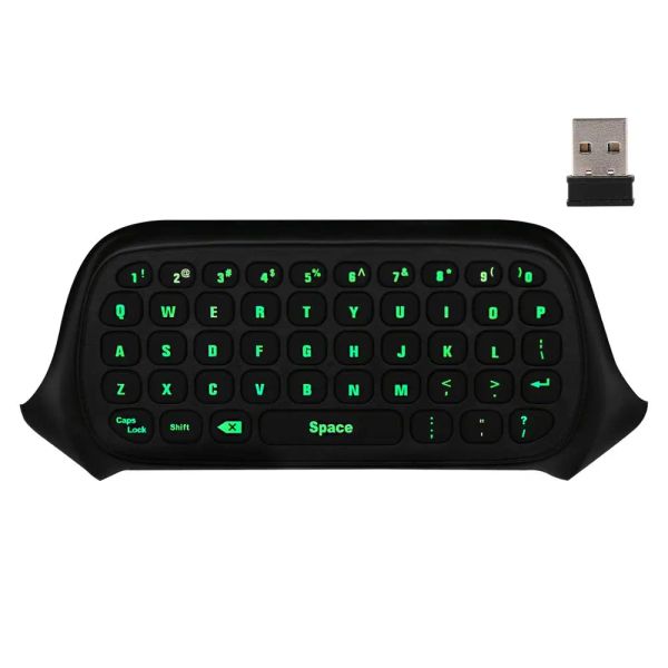 GamePads Moko Xbox One Mini Backlight Green Backboard 2.4G Receptor inalámbrico Mensaje de chatpad teclado del juego del juego con auriculares y audio