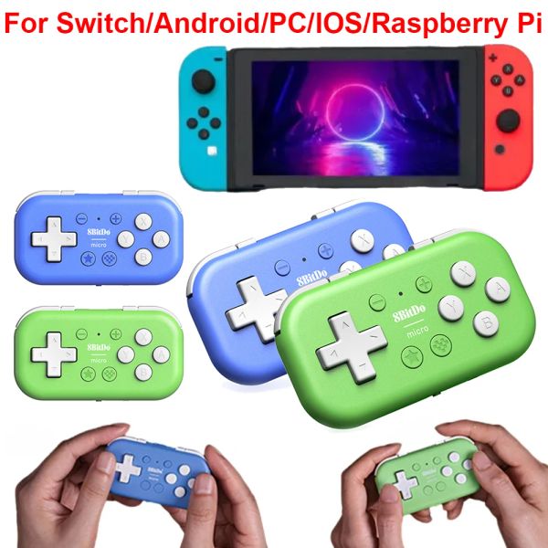 Mando de bolsillo para Gamepads, micromando 8Bitdo compatible con Bluetooth, diseñado para juegos 2D, consola portátil para Switch/Raspberry Pi