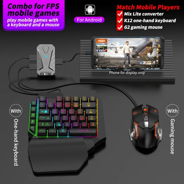 GamePads PUBG GamePad Contrôleur Plug and Play Wired Connection Mobile Phone Gaming Converter Keyboard Mouse Adaptateur pour Android