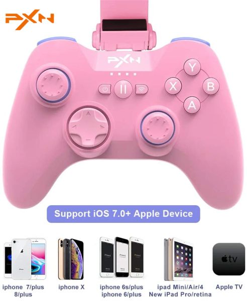 GamePads PXN 6603 Controlador de juegos Bluetooth inalámbrico para iPhone MFI Juego móvil Joystick GamePad con Clamp para iOS/Apple TV/iPod/iPad