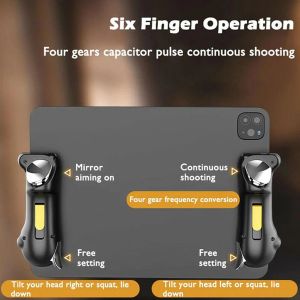 GamePads Six Finger iPad PubG Capacité de contrôleur Ajustement du jeu mobile Ajustement L1R1 Button Gamepad Joystick Grip Tablet Accessoires