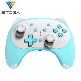 Manettes Stoga sans fil Bluetooth Auto Turbo réveil manette PC dessin animé Kitty 6 axes gyroscope contrôleur pour Nintendo Switch