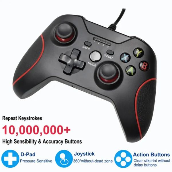 Gamepads Mando con cable para PS3, PC, USB, portátil, Windows XP/7/8/10, controlador de Joystick para juegos Android, consola de juegos, accesorios para Gamepads de teléfono