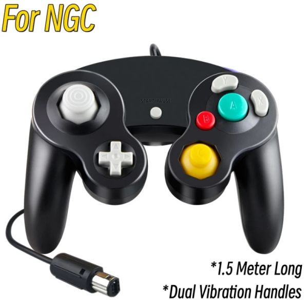 Mando de videojuegos con cable para consola de videojuegos NGC, Joystick Compatible con Wii para Gamecube con mangos vibratorios