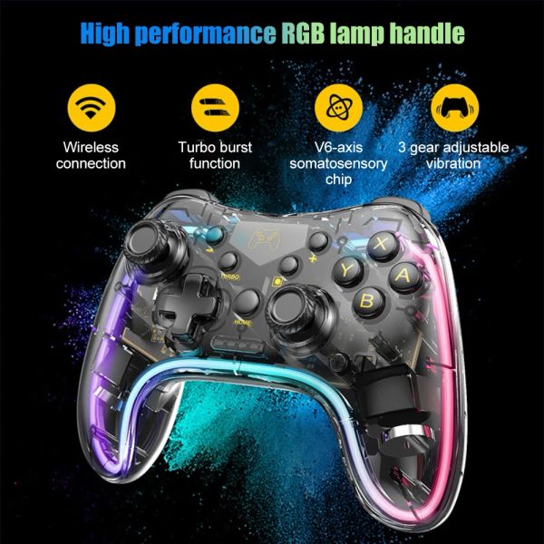 Manette de jeu sans fil pour Nintendo Switch/Lite/OLED, Joystick avec gyroscope 6 axes MFI/HID, pour IPhone/Android/PC