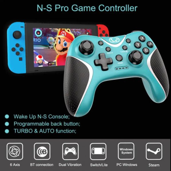 Gamepads Controlador inalámbrico Pro para Nintendo Switch/Switch Lite/Switch OLED Controlador de juegos Bluetooth con botón programable WakeUp