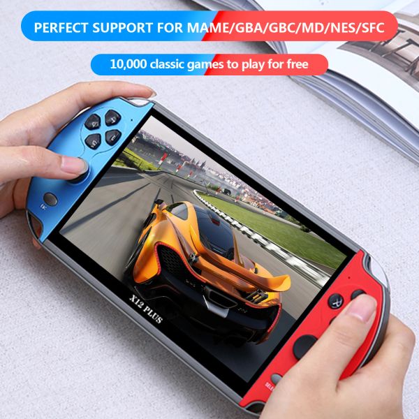 GamePads X7 / X12 Plus Console de jeu portable dans 10 000 jeux gratuits classiques 4.3 / 5.1 / 7,1 pouces HD Screen Handheld Portable Audio Video Player