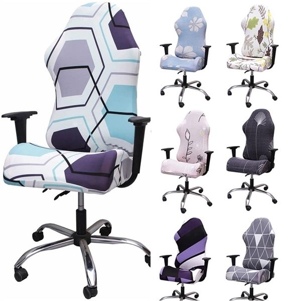 Gamer Chair Cover Stretch Spandex Bureau Jeu Inclinable Racing Gaming Computer Couvre Relax Club Fauteuil Siège Slipcovers 211116