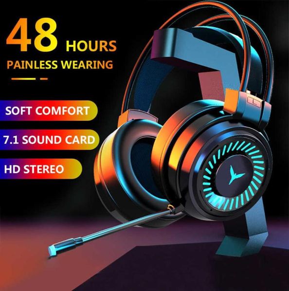Gamer Headset Gaming Music Headphones avec microphone Colorful Light Wired Eleo Strey Sound for Computer PC Xbox PS47682801