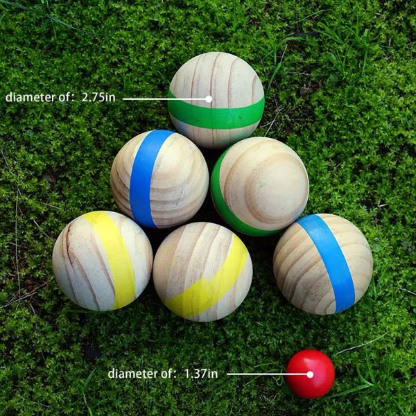 Jeux 1 Set en bois Petanque Ball Casual Fun Puzzle Ball Outdoor Recreamal Sports Toys Children Garden 7cm Smooth Pinball Kids Game