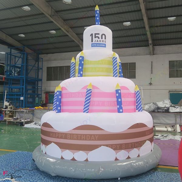 Jeux publicitaires activités gonflables publicité gâteau gonflable géant de 6 m 20 pieds de haut pour les décorations de fête d'anniversaire