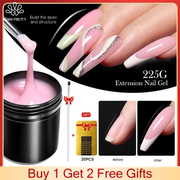 Juegos Nacidos Pretty 225G Nail Extension Gel Jelly Blanco Pink Gel Clear Gel Clear Polequín de clavos Extención de uñas UV Hard Gels Remok Off Gel Varniz