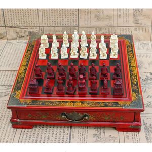 Juegos Juegos de ajedrez 35 unids/set Coleccionables de gama alta Juego de juegos de mesa de ajedrez de guerreros de terracota chinos vintage Regalo para líderes Amigos Fam