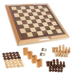 Games Deluxe Jeu d'échecs 3 en 1 en bois et jeu de dames de backgammon