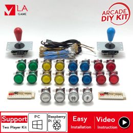 Games Diy Kit For 2 Player Zero Delay Encoder To Pc Rasberry Pi Arcade Game Led Push Buttons Sanwa Joystick For Mame Jamma Project