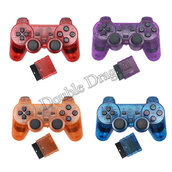 Manette de jeux contrôleur bluetooth pour Playstation 2 Joypadcontrôleur de jeu couleur transparente pour manette de jeu sans fil PS2