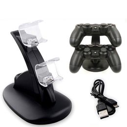 Games Joystick USB Double Chargers Controller Stand LED Blu-Ray Charging Dock voor PlayStation 4 PS4 Doubles Opladen GamePad-accessoires