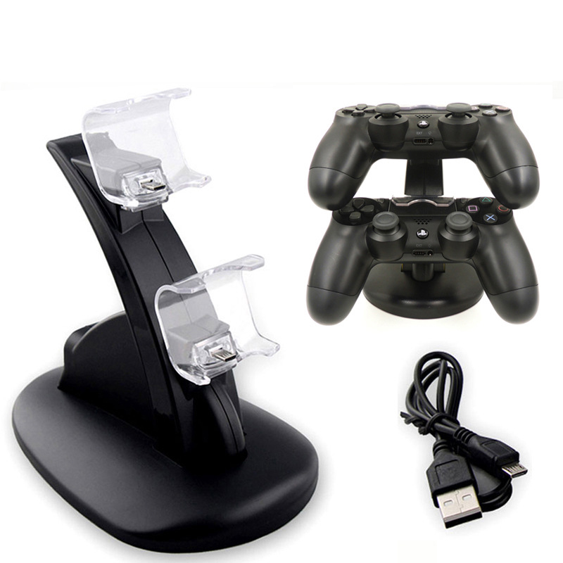 Spiele Joystick USB Doppellackierer Controller Stand LED Blu-ray-Ladedock für PlayStation 4 PS4 Doppelladen Gamepad Zubehör