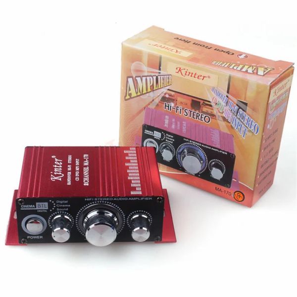 Games Kinter Mini Amplificateur audio pour le haut-parleur 2 canaux MA170 Home Motorcycle Car Amplificateurs Sound Sound DC12V Câble d'alimentation