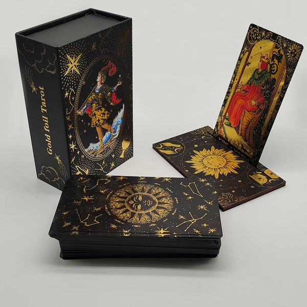 Jeux Luxe Finition Divinative Gold Foil Tarot Tarot Fantastic Board Game Board pour prédictif avec support de carte en bois