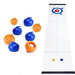 Jeux de jeux de table de curling de table ensemble mini shuffleboard jeux de société amusants pour les adultes familles enfants cadeaux swuffleboard accessoires de curling