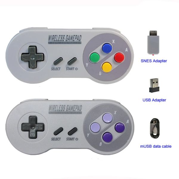 Jeux manette de jeux sans fil 2.4GHZ Joypad manette contrôleur pour SNES Super Nintendo classique MINI Console accessoires à distance