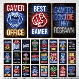 Gaming Chill Metal Sign Savage Gamer Vintage Tin Poster Game Zoon Retro Neon Gamer Room Decoratie Shabby Plates Plaque Bar Cafe Wall Decor Painting 30x20cm W01