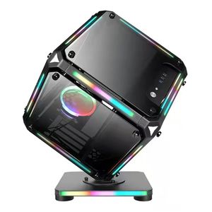 Gaming Computer Case Side Transparent Gehard Glass Panel Micro-Atx / Mini-ITX RGB PC USB 3.0 / USB 2.0 / HDD / SSD voor Desktop - Zwart