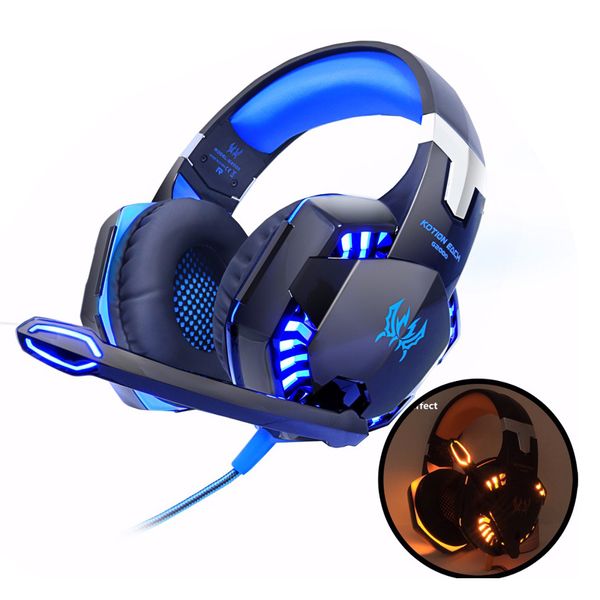 Auriculares Gaming G2000: Auriculares estéreo envolventes con micrófono, graves profundos con luz LED para PC Gamer