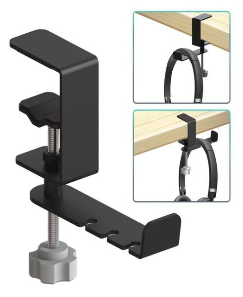 Auriculares para juegos Soporte de ganchos de metal con abrazaderas de brazo giratorio ajustables Diseño debajo del escritorio Ajuste universal Clip de cable incorporado Org6074456