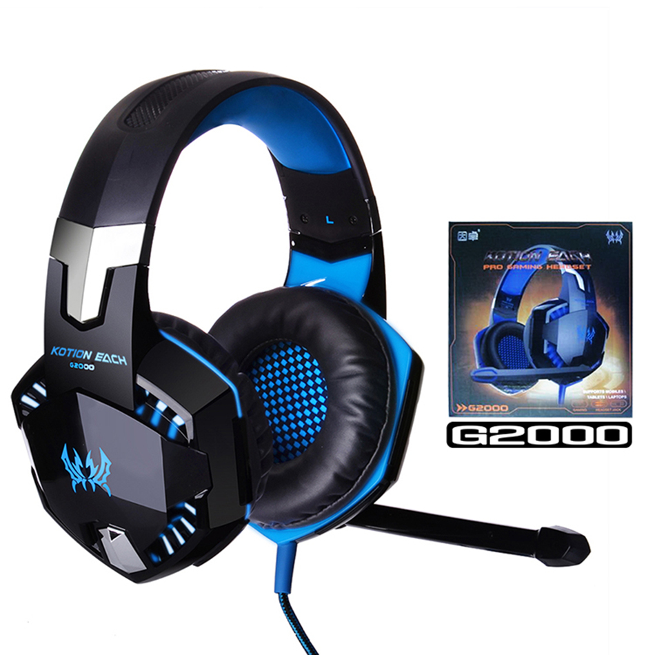 Gaming Headset G2000 Over-Ear Gaming Headphones Surround Stereo Noise Reduction med MIC LED-ljus för Nintendo Switch PC-spel i lådan