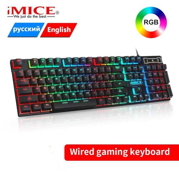 Clavier de jeu clavier Gamer avec rétro-éclairage USB RGB 104 touches en caoutchouc filaire clavier russe ergonomique pour ordinateur portable PC HKD230812