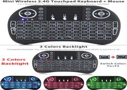 Gaming Keyboard I8 Mini Wireless Mouse 24G Handheld touchpad Oplaadbare batterijvlieg luchtmuis afstandsbediening met 7 kleuren 6193917