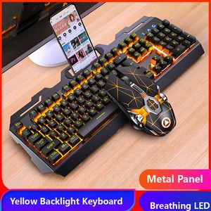 Teclado del teclado del mouse del juego Ratio Mecánico RGB LED TELABLEOS DE JUGADOR DEL GAMER DE LED CAPÍTULO CABAJE USB CON ESCUPA PARA COMPUTADOR