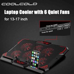 Gaming Laptop Cooler Portable USB Cooling Pad Stand con 6 Quiet LED Fan 13-17 pulgadas Notebook PC Accesorios
