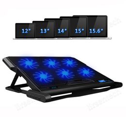 Gaming Laptop Notebook Computer Cooling Pad System 6 Silent Rood / Blauw LED-fans Krachtige Luchtstroom Draagbare Verstelbare Laptop Stand Mattres