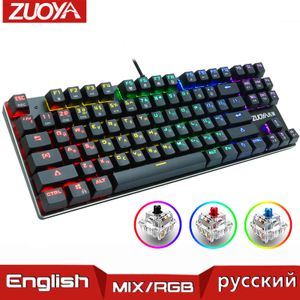 Gaming Mécanique Bleu Rouge Commutateur USB RGB/Mix Clavier Filaire Rétro-Éclairé 87/104 Anti-ghosting Pour Jeu Ordinateur Portable PC Russe US