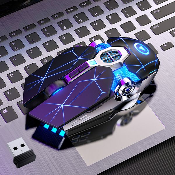 Souris de jeu Rechargeable sans fil silencieux LED rétro-éclairé 2.4G USB optique souris optique ergonomique pour PC ordinateur portable souris de jeu